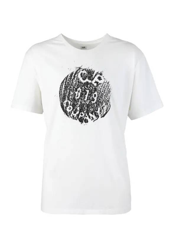 Logo Print Round Short Sleeve T-Shirt White - CP COMPANY - BALAAN 3