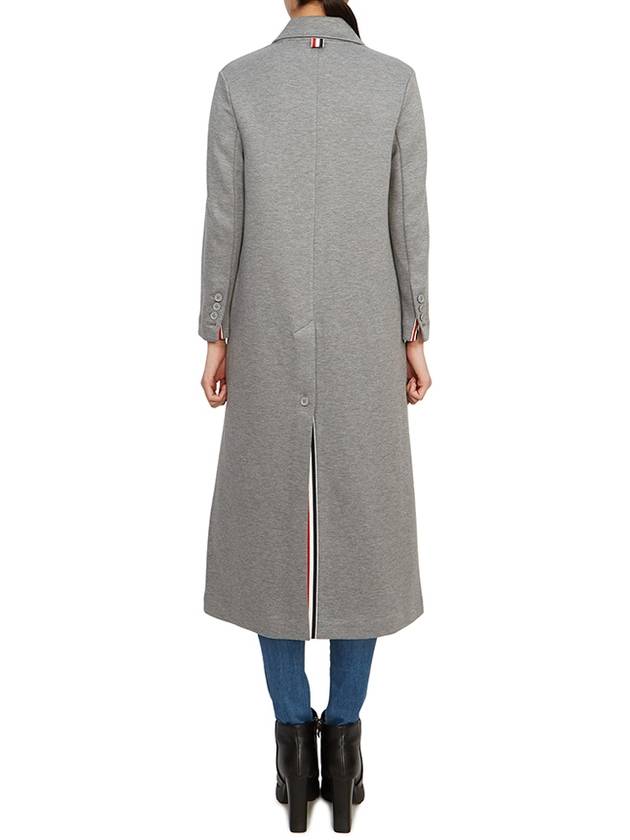 Women's Double Face Tech Round Collar Cotton Overcoat Medium Grey - THOM BROWNE - BALAAN 5