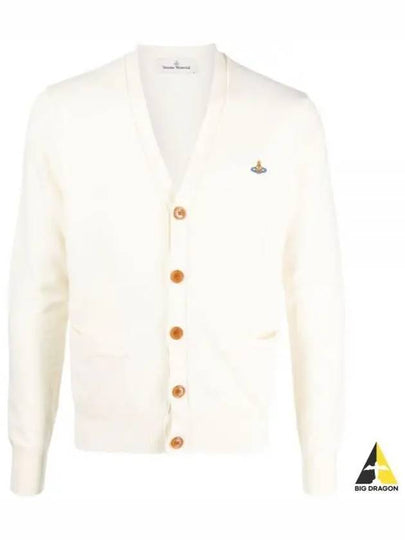 ORB Logo V-Neck Cardigan Cream - VIVIENNE WESTWOOD - BALAAN 2