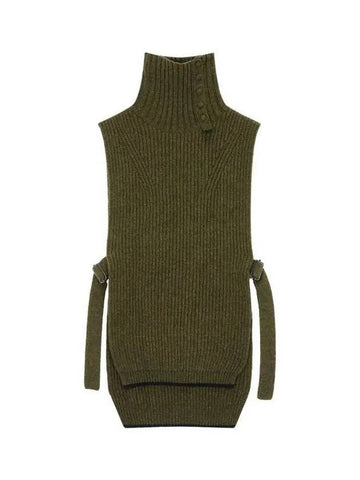 Y's chunky ribbed turtleneck vest khaki 271718 - YOHJI YAMAMOTO - BALAAN 1