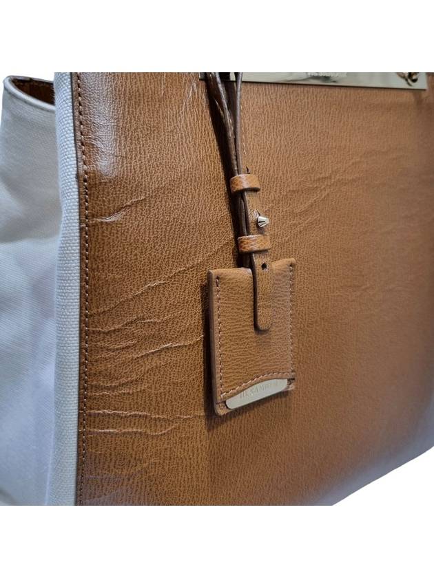 Women s Brown White Two tone Leather Tote Bag - JIL SANDER - BALAAN 7