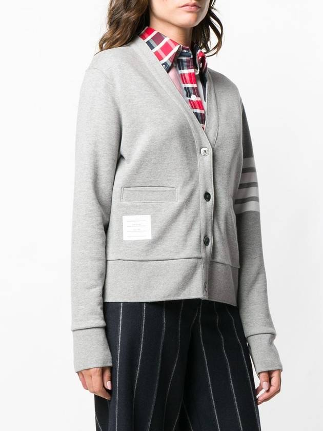 4-Bar Loopback Jersey Cardigan Light Grey - THOM BROWNE - BALAAN 4