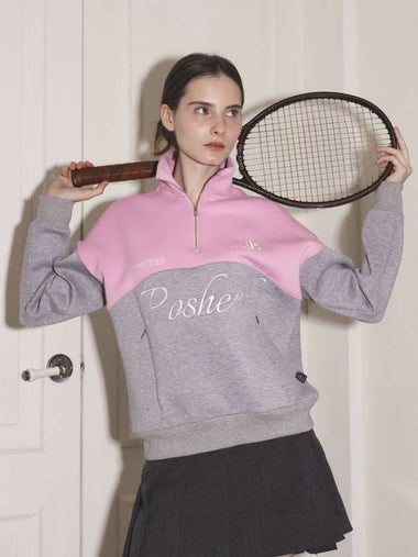 PS Club half zip-up sweatshirt Pink - POSHERD - BALAAN 1