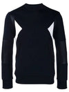 embossed leather round neck sweatshirt navy - NEIL BARRETT - BALAAN 2