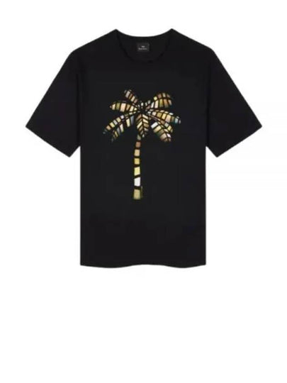 Palm Tree Print Short Sleeve T-Shirt Black - PAUL SMITH - BALAAN 2