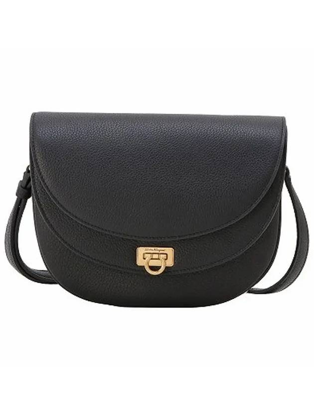 Gancini Travelfl Calfskin Cross Bag Black - SALVATORE FERRAGAMO - BALAAN 2