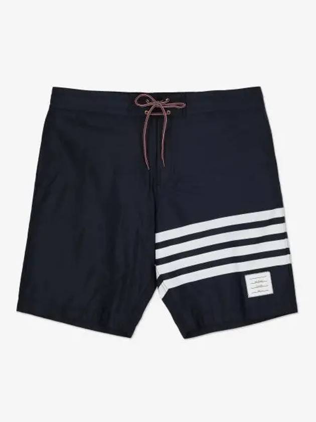 Men's Diagonal Drawstring Waist Board Swim Shorts Navy - THOM BROWNE - BALAAN 2