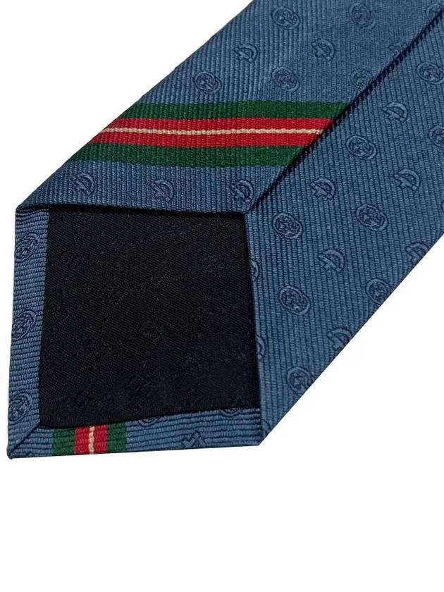 Double G Horsebit Jacquard Slim Silk Tie Blue - GUCCI - BALAAN.