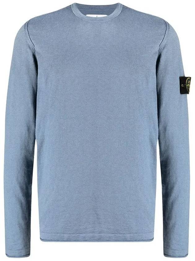 Wappen Patch Crew Neck Knit Top Sky Blue - STONE ISLAND - BALAAN 1