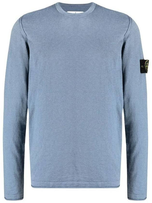 Wappen Patch Crew Neck Knit Top Sky Blue - STONE ISLAND - BALAAN 1