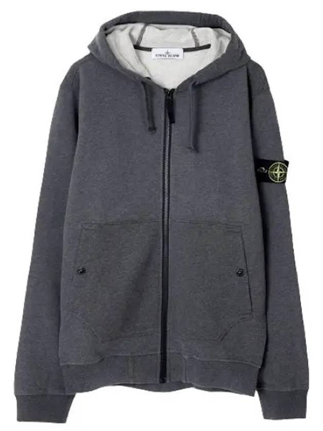 Wappen Patch Cotton Zip Up Hoodie Melange Dark Grey - STONE ISLAND - BALAAN 2