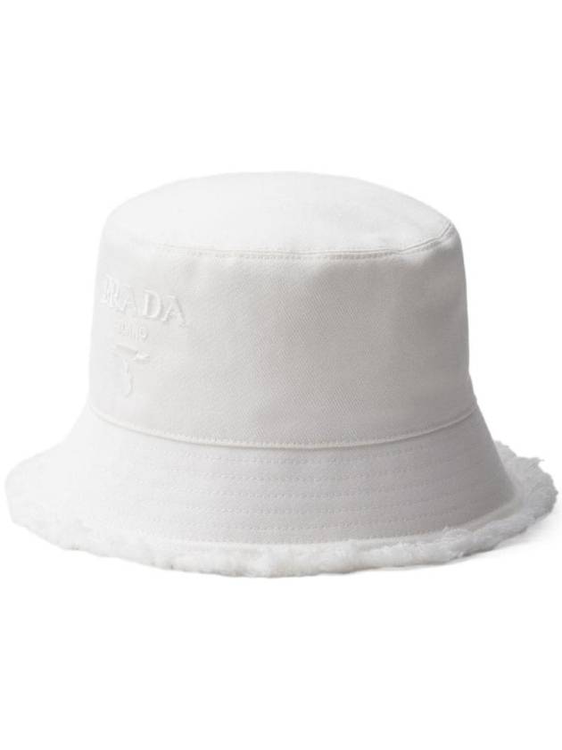 Drill Bucket Hat White - PRADA - BALAAN 1