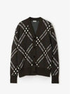 Check V-Neck Wool Blend Cardigan Snug - BURBERRY - BALAAN 2