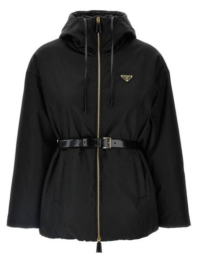 Re-Nylon Hooded Jacket Black - PRADA - BALAAN 2