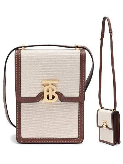 Robin Logo Canvas Leather Cross Bag Brown Ivory - BURBERRY - BALAAN 2