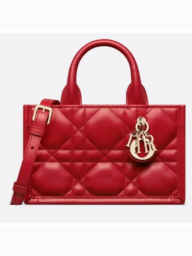 Macrocannage Calfskin Strap Mini Book Tote Bag Red - DIOR - BALAAN 2