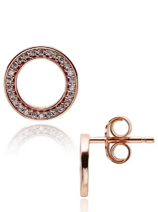 sparkling circle stud earrings rose gold - PANDORA - BALAAN.