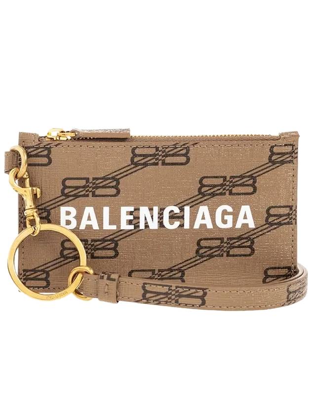 BB Monogram Cash Keyring Zipper Card Wallet - BALENCIAGA - BALAAN 1