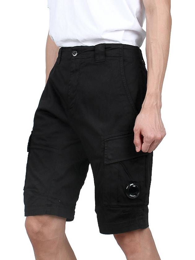 Stretch Satin Cargo Shorts Black - CP COMPANY - BALAAN 5