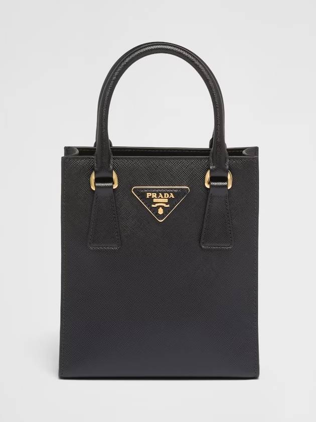 Triangular Logo Saffiano Leather Tote Bag Black - PRADA - BALAAN 2