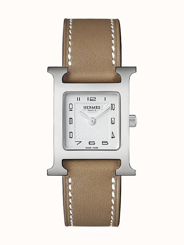 H Heure 25MM Leather Watch Etoupe - HERMES - BALAAN 2