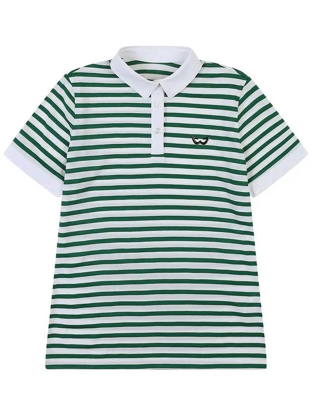 Striped Basic Golf T-Shirt GREEN - WHITEBALL - BALAAN 1