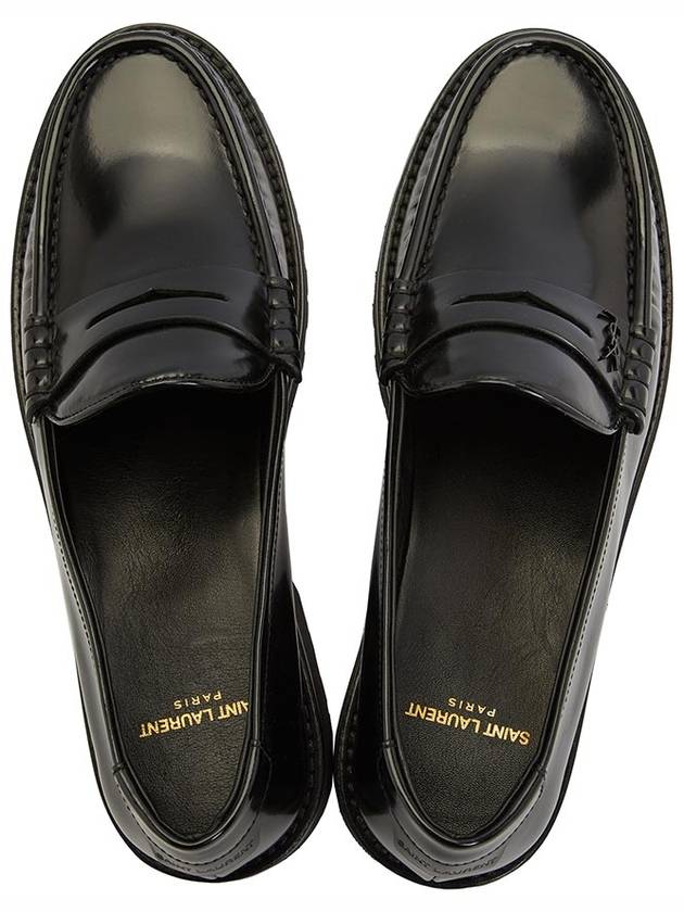 Monogram Leather Loafers Black - SAINT LAURENT - BALAAN 3