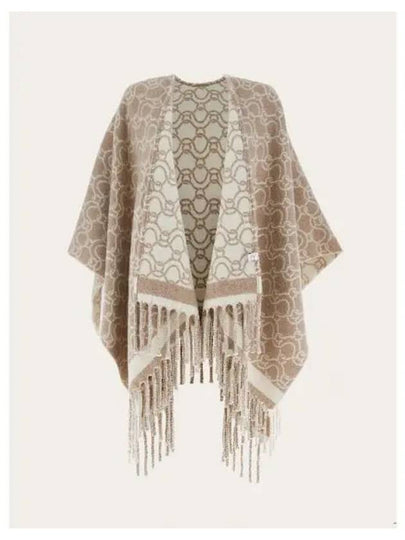 Jacquard Poncho Beige - SALVATORE FERRAGAMO - BALAAN 2