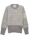 4 Bar Stripe Melange Effect Wool Knit Top Grey - THOM BROWNE - BALAAN 11