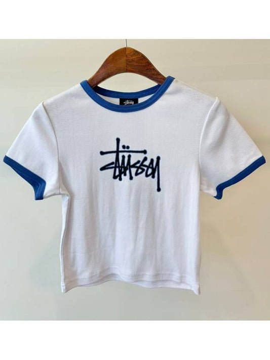 Outlines Ringer Slim Fit Crop Short Sleeve T-Shirt White - STUSSY - BALAAN 2