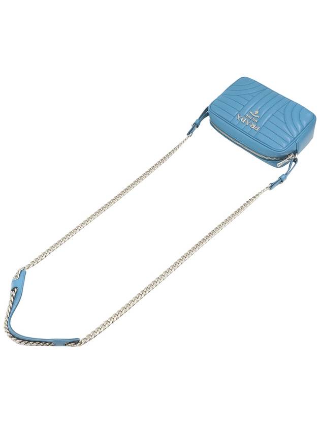 MARE Blue Soft Calfskin Silver Plated Diagram Mini Chain Cross Bag - PRADA - BALAAN 5