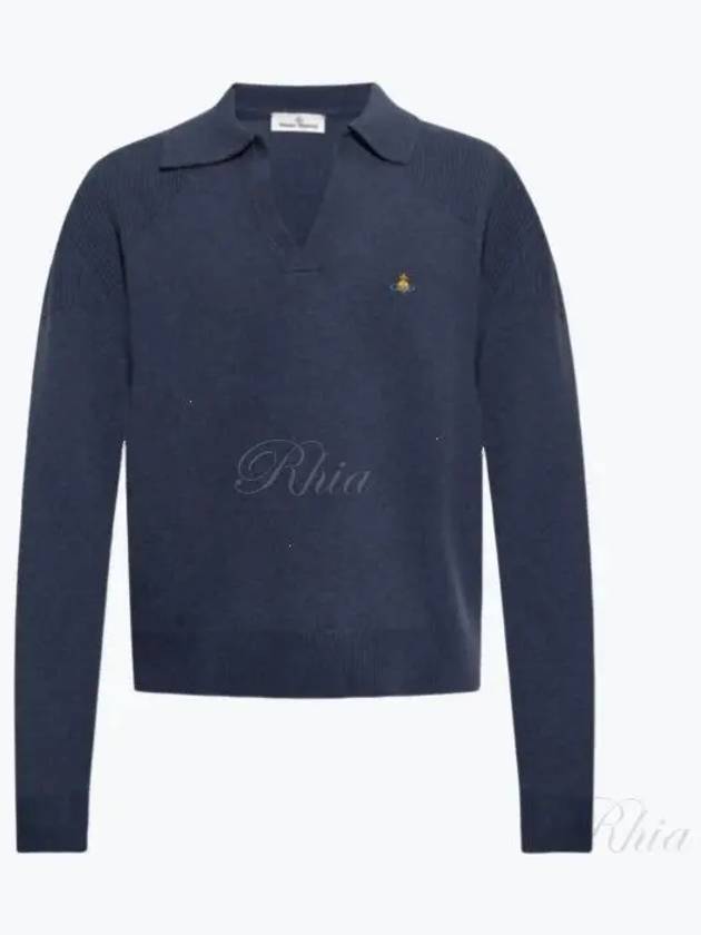 Football Polo Wool Knit Top Navy - VIVIENNE WESTWOOD - BALAAN 2