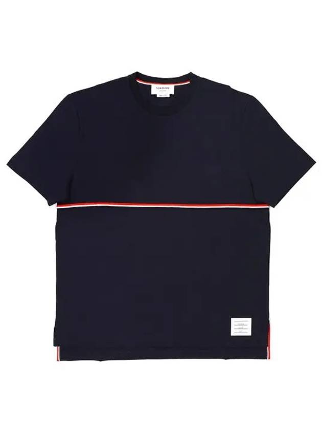 Midweight Jersey Short Sleeve T-Shirt Navy - THOM BROWNE - BALAAN 3