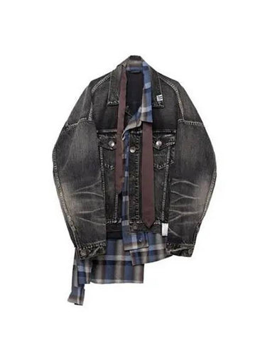 Maison Mihara Yasuhiro Mix Layered Denim Jacket Black Indigo A10BL023 - MAISON MIHARA YASUHIRO - BALAAN 1