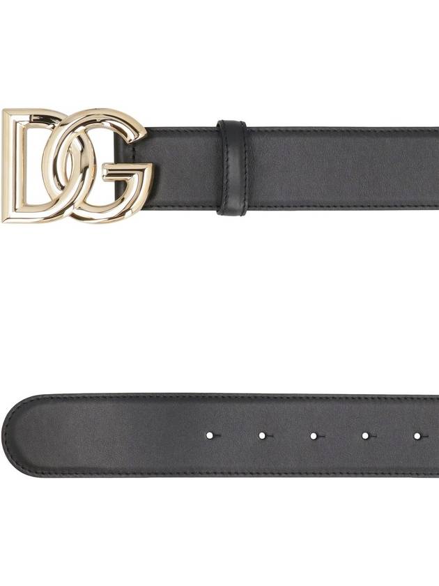 gold DG logo leather belt black - DOLCE&GABBANA - BALAAN 4