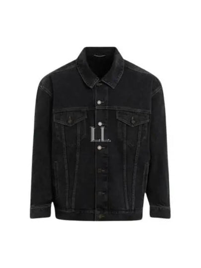 Egg Shape Denim Jacket Dark Blue Black - SAINT LAURENT - BALAAN 2