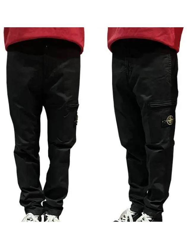 Cotton Canvas Straight Pants Black - STONE ISLAND - BALAAN 2