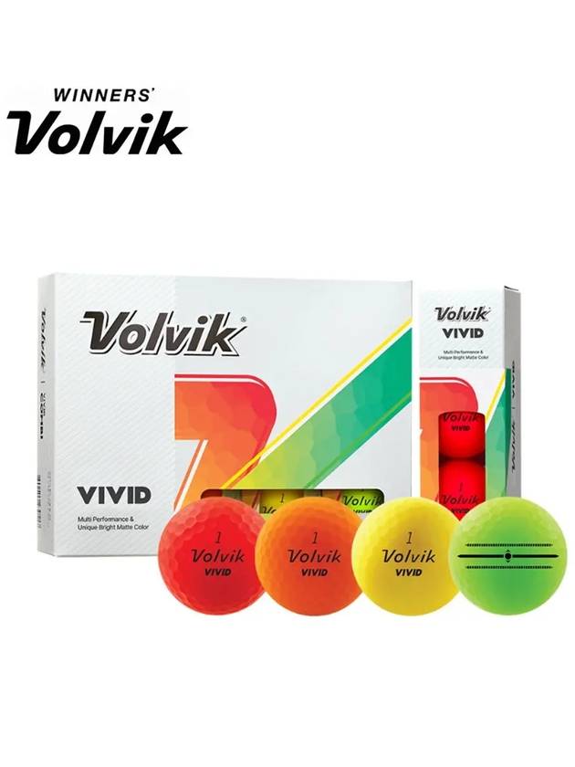 Golf Ball Vivid 3L Focus Line Matte 3 Piece 1 Dozen 12 Balls - VOLVIK - BALAAN 1