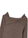 Off shoulder slim ribbed knit Cocoa - THE GREEN LAB - BALAAN 4