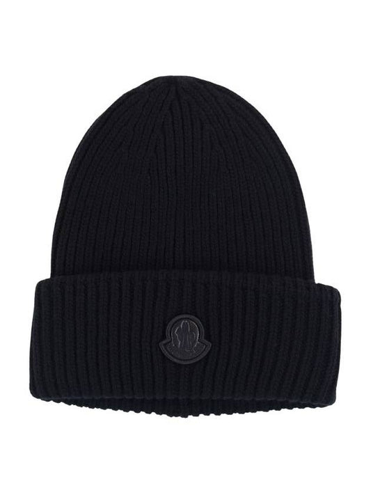 Logo Patch Wool Beanie 3B00001 M1241 999 - MONCLER - BALAAN 1