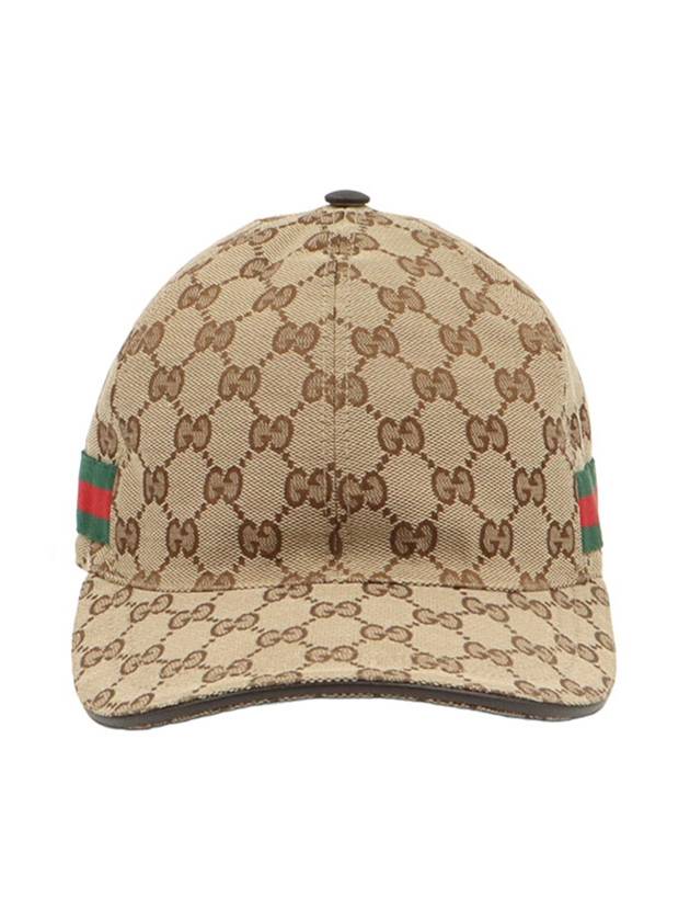 Beige Original GG Canvas WEB Detail Baseball Cap M - GUCCI - BALAAN 3