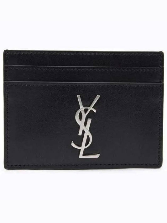 Monogram Card Case in Smooth Leather Black - SAINT LAURENT - BALAAN 2