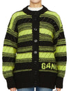 Logo Stripe Pattern Knit Cardigan Black - GANNI - BALAAN 4