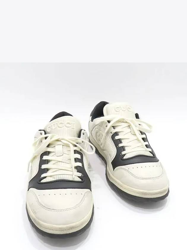 741656 White Fabric Black Leather Trim MAC80 Dirty Men s Sneakers 8 275MM - GUCCI - BALAAN 1