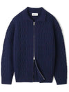 Fisherman collar zip up cardigan navy - INDUST - BALAAN 4