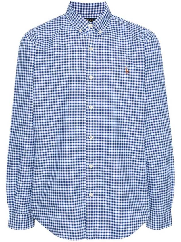 Men's Button Down Check Oxford Long Sleeve Shirt Royal White - POLO RALPH LAUREN - BALAAN 2