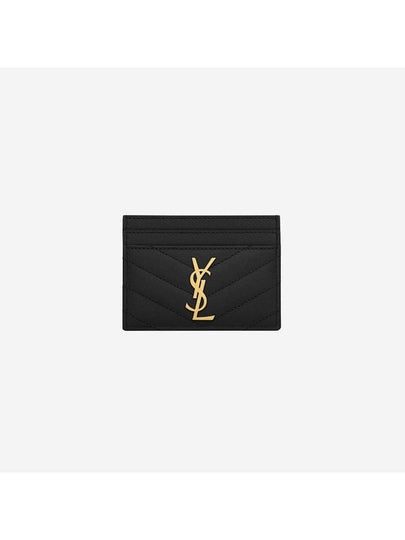 Gold Hardware Matelasse Caviar Leather Card Wallet Black - SAINT LAURENT - BALAAN 2