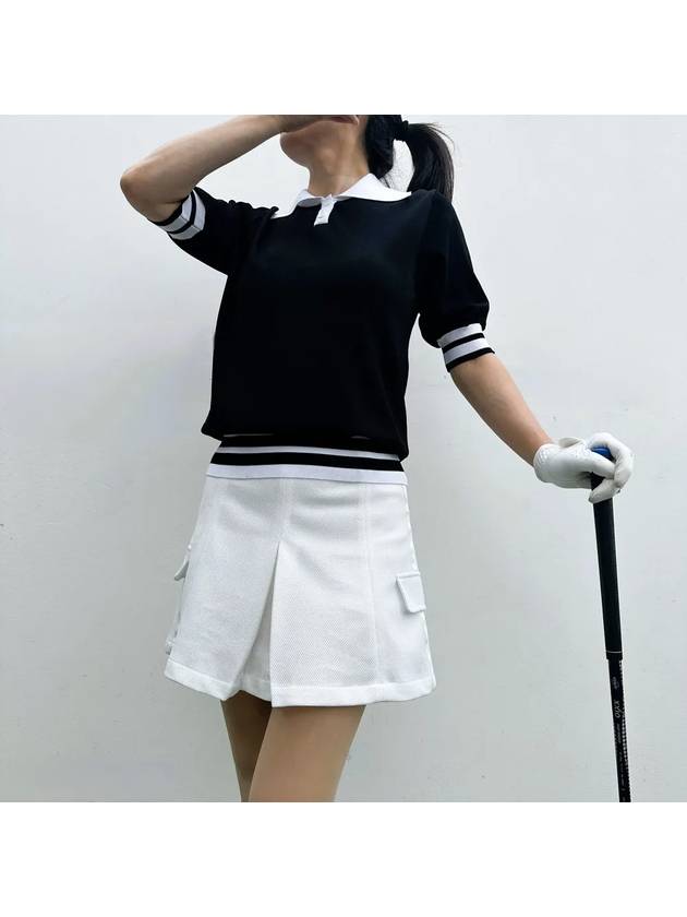 Golf t-shirt short sleeve collar cold golf knit ice blue golf wear - LOLOALLOY - BALAAN 4