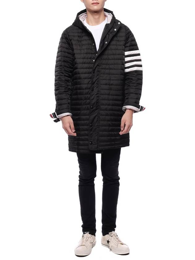 Men's 4 Bar Hooded Padding Black - THOM BROWNE - BALAAN 4