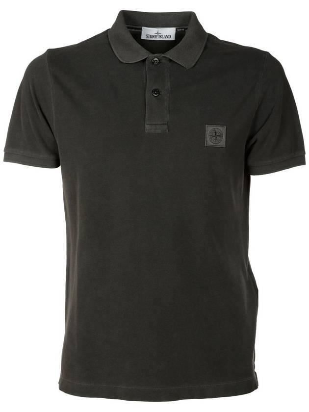 Men's Logo Patch Cotton Short Sleeve Polo Shirt Charcoal - STONE ISLAND - BALAAN 1